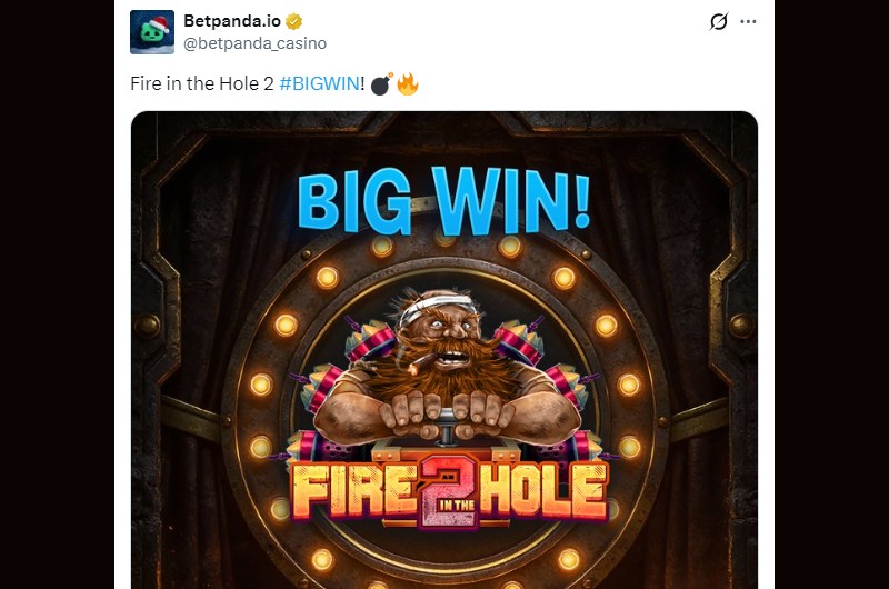 Twitter Fire in the Hole 2 Betpanda Big Win